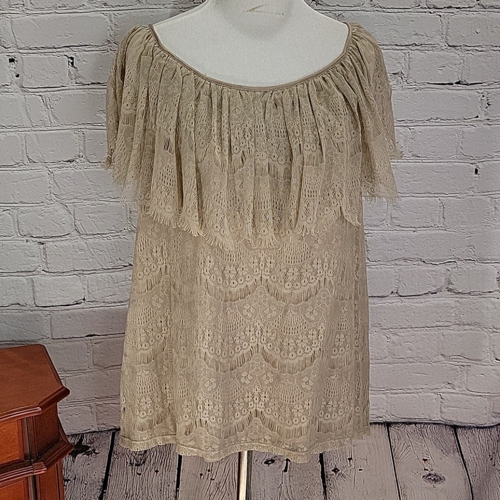 NY Collection Ruffle top layer over Lace - Picture 2 of 10